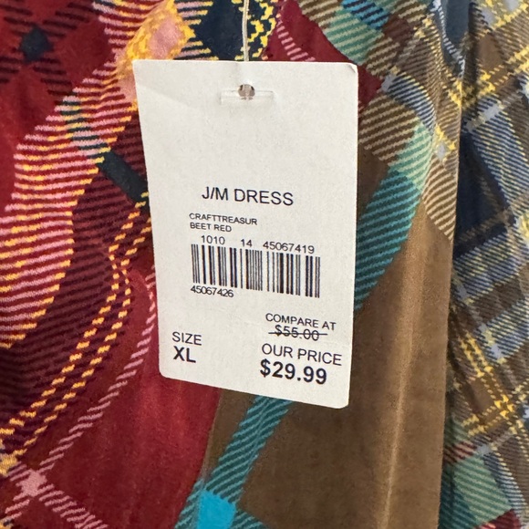 Asymmetrical Plaid Dress in Red and Blue - Picture 2 of 2